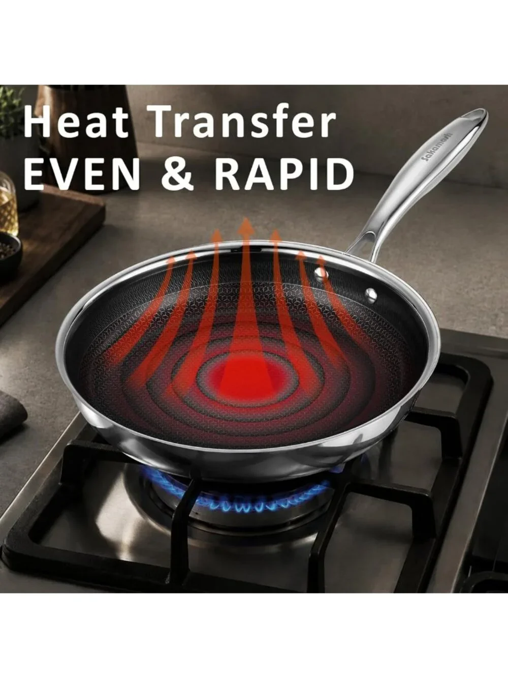 8-Inch Nonstick Hybrid Frying Pan - Induction Safe, Stainless Steel Cookware